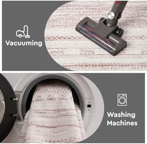 3x5 Pink Area Rug Machine Washable Non Slip Rug Distressed Neutral Moroccan Boho Rug Ultra Soft Indoor Rugs for Bedroom Living Room Entryway Kitchen Foyer Bedside - Image 6