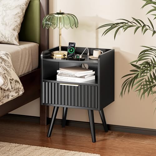 Huuger Nightstand Set of 2 with Charging Station, USB-C Port, End Tables - Image 3