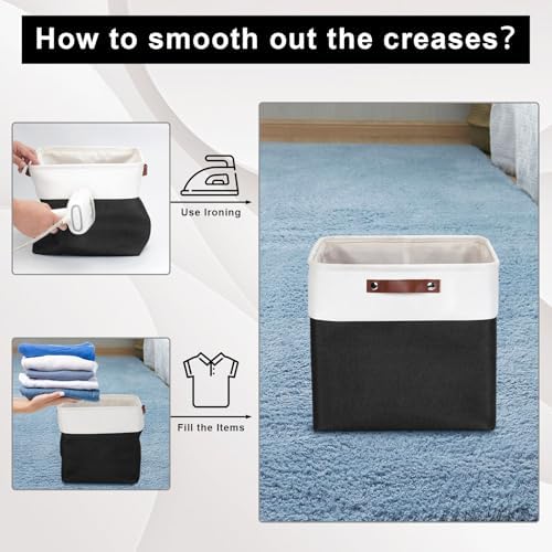 Bagnizer 13x13 Cube Storage Bins, Collapsible Fabric Storage Box, 4 Pack Closet Baskets with Handles for Organizing, Shelf, Toys, Clothes, Home, Office, Nursery (Black&White) - Image 6