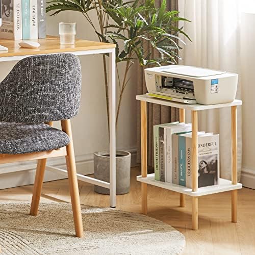 IBUYKE 2-Tier Side Table, Wood End Table, White UWST002W - Image 5