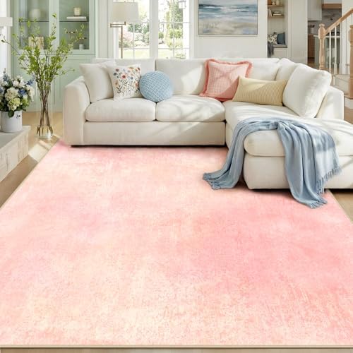 RELEANY Washable 8'x10' Abstract Area Rug for Living Room Light Pink by RELEANY
