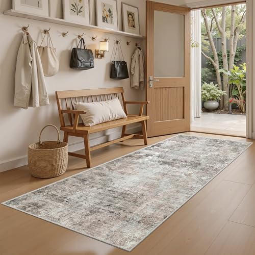 Soalmost Abstratc Runner Rug 2x5 Washable Kitchen Entry Runners Pink/Grey - Image 2