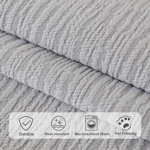 Soft Waterproof Chenille Cover Washable, Non Slip Sectional Sofa Covers for 3 Cushion Couch Sofa L Sharped Sofa Slipcover for Pets, Furniture Protector (1 PCS 36"x82" Light Grey) - Image 4