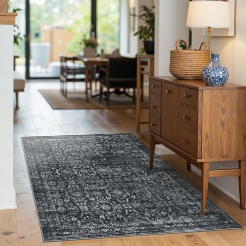 Rugxara Black 3x5 Rug for Entryway Bedroom Washable Area Rugs Carpet - Image 3