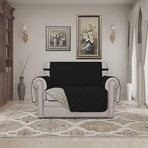 Easy-Going Reversible Couch Cover, Oversized Chair, Black/Beige - Image 2