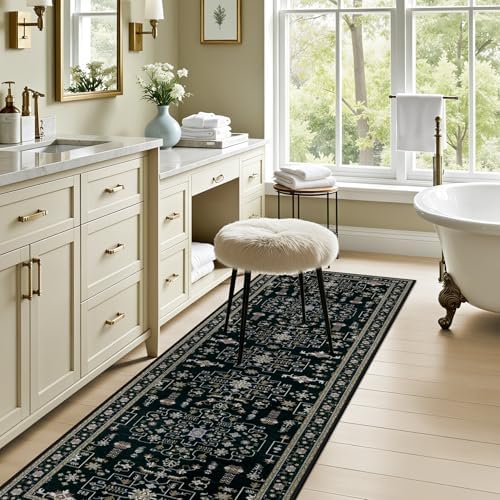 Hallway Runner Rug: 2.6x8 Kitchen Boho Rugs for Living Room Black - Image 6
