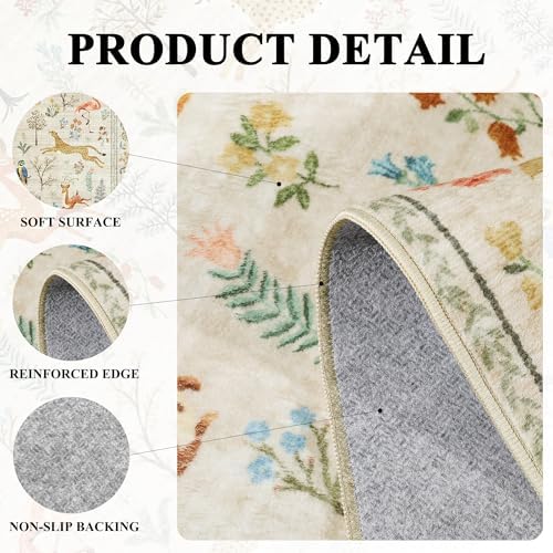 DUKINO 3x7 Hallway Runner Rug, Non Slip Animal Kitchen Runner Rug, Beige - Image 5