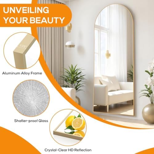 21"x64" Arched Mirror Full Length, Upgraded Body Wall Mirrors - Image 5