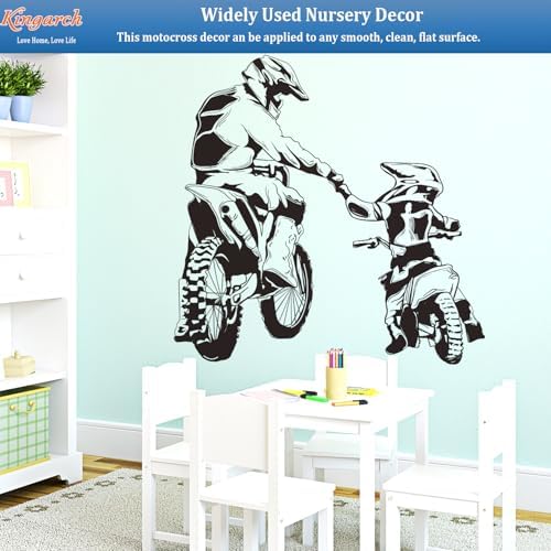 Motocross Wall Decals Peel and Stick, Dad Son Vinly Removable Wall Stickers & Murals, DIY Wall Art Decor for Children’s Baby Boys Girls Bedroom Nursery Classroom Playroom - Image 3