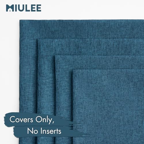 MIULEE Pack of 4 Decorative Outdoor Throw Pillow Covers Linen Waterproof Pillow Covers Summer Farmhouse Cushion Cases for Patio Garden Tent Balcony Couch Sofa 18x18 Inch Navy Blue - Image 5