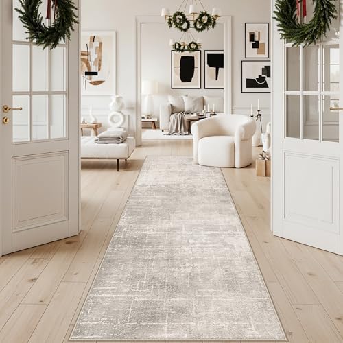 Abstract 3x10 Kitchen Rug Runners - Washable 10ft Hardwood Sink Rugs Non-Slip Hallway Entryway Area Rugs Soft Floor Mat Indoor Farmhouse Carpet for Bathroom Living Room Bedroom (3x10,Beige/Cream) - Image 6