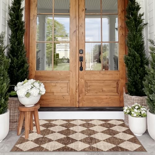 Checkered Entryway Rug - 28"x43" Front Door Mat Indoor Entrance - Image 4
