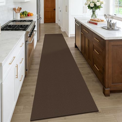 KOZYFLY Cotton Runners Rugs for Hallway 2.5'x10', Washable Runner Rug, Woven Non Slip Kitchen Runner, Braided Entryway Rug, Floor Carpet for Entry, Aisle, Hall, Brown/Dark Brown - Image 2