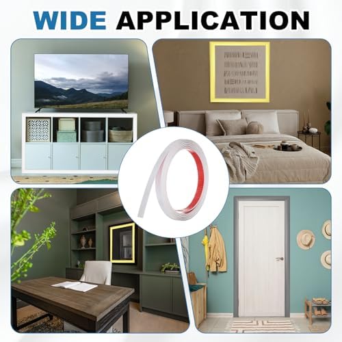 uxcell White Peel and Stick Molding Trim, 0.6 Inch x 9.8 ft Self-Adhesive Mirror Tape, Flexible PVC Border Strip for Wall Decoration Tile Edge Ceiling Floor Frame Furniture Decoration - Image 7