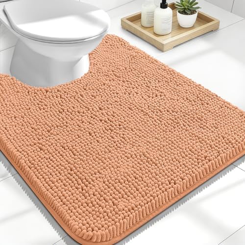 OLANLY Toilet Rugs U-Shaped 24x20, Soft Absorbent Chenille Contour Rugs by OLANLY