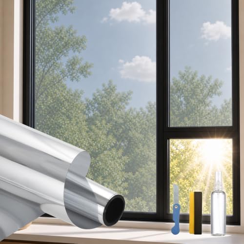 Silver One Way Privacy Window Film Tint Heat Blocking,29.5" x 78.7" by Letthewallstellyourstory