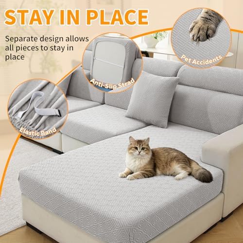 XINEAGE 4 Piece Stretch Couch Cushion Covers Individual Sofa Slipcovers - Image 5