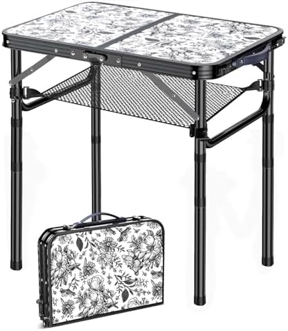 Outdoor Side Table, Portable 3 Adjustable Height, Small Folding Table by Yriuat