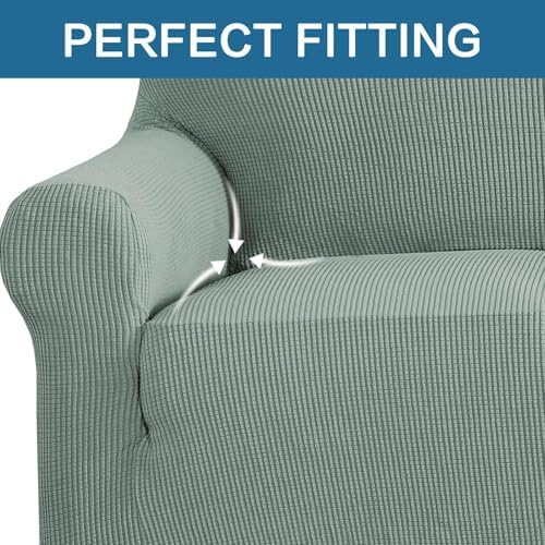 H.VERSAILTEX Stretch Couch Covers for Sofa 1 Piece Slipcovers for Couches and Sofas 3 Seater Couch Cover Feature Thick Checked Jacquard Fabric with Elastic Bottom(Large Sofa 90"-100" Wide, Sage) - Image 5
