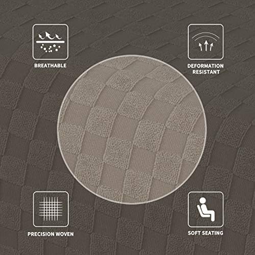 MAXIJIN Jacquard Ottoman Cover Slipcovers Folding Storage Stool Furniture Protector Cover Soft Thick Rectangle Foot Rest Slipcover with Elastic Bottom (Ottoman Large, Khaki) - Image 5