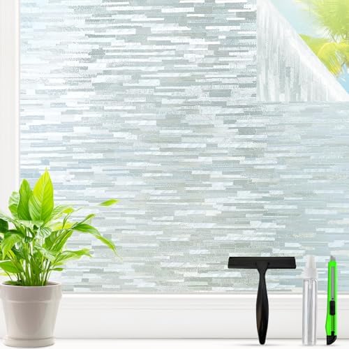 Frosted Glass Window Privacy Film Decorative, Bathroom Window Privacy Film for Glass Windows Cover, Static Cling, Removable, Reusable, Anti-UV, Anti-Glare, Heat Blocking, 23.6 Inch by 78.7 Inch by Dwersty