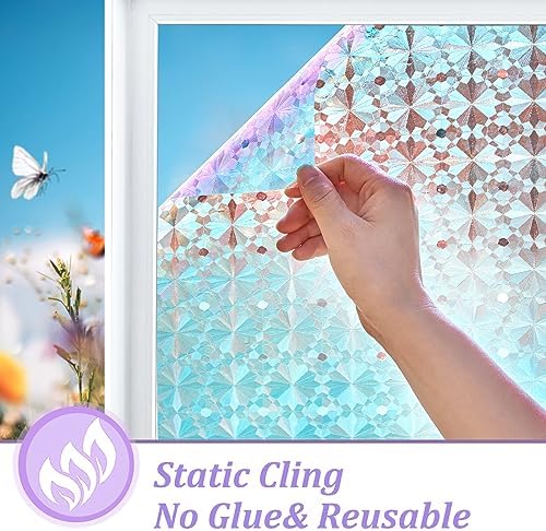 Windimiley Stained Glass Window Privacy Film, Rainbow Clings, 11.8" x 78.7" - Image 3