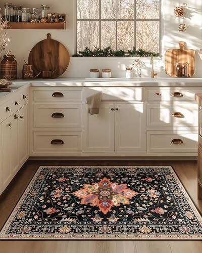RELEANY Washable Area Rug, 3'x4', Black/Colorful - Image 2