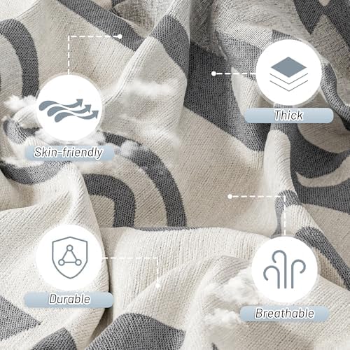 MYSKY HOME Couch Cover for Sectional Sofa Set for Dog Cat Pets Couch Cover 3 Cushion Couch Sofa Chenille Boho Geometric Furniture Sofa Cover Washable Couch Protector Multi-Use Throw Blanket, 71" X134" - Image 5