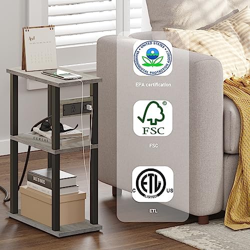 TUTOTAK Small Narrow Side Table with Charging Station, Skinny End Table - Image 5