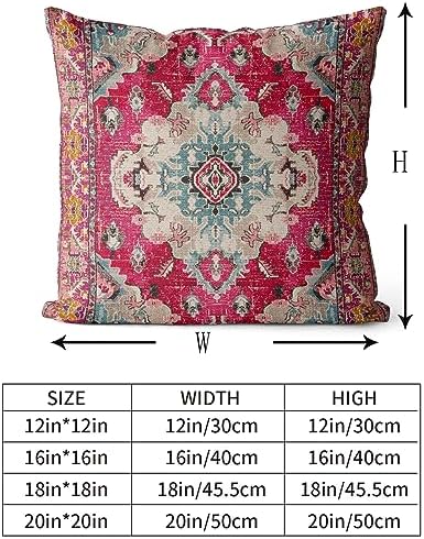 Snycler Boho Throw Pillow Covers 20x20 inch Set of 2 Boho Rug Carpet Double Sided Pattern Cotton Soft Pillow Case Cushion Cover Pillowcase for Couch Sofa Bed Decorative (Red) - Image 3