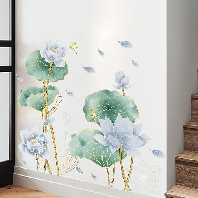 3D Wall Stickers Blue Lotus Floral Wall Art Decal Decor for Bedroom Living Room Offices Home Decoration - Image 6