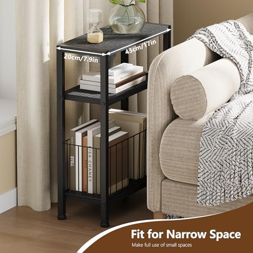 Heybly Small Narrow Side Table for Small Space, Thin Bedside TableHET007BK1 - Image 4