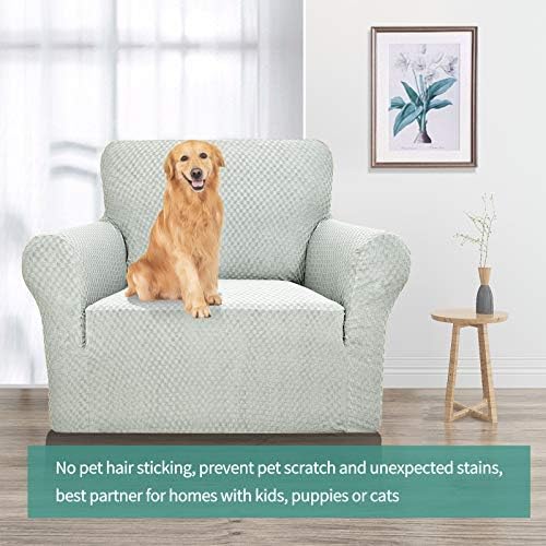 YEMYHOM Couch Cover Latest Jacquard Design High Stretch Sofa Chair Covers for Living Room, Pet Dog Cat Proof Armchair Slipcover Non Slip Magic Elastic Furniture Protector (Small, Ivory) - Image 2