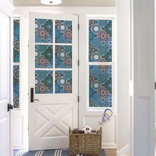 DKTIE Colorful Moroccan Mandala Stained Glass Window Film 17.7" x 118.1" - Image 4