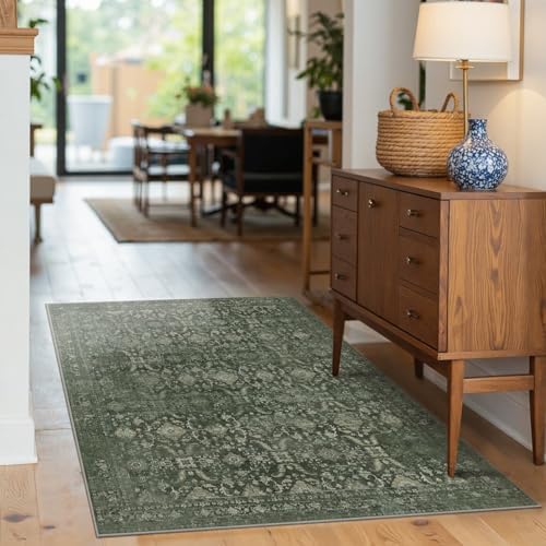 Rugxara Green 3x5 Rug for Entryway Bedroom Washable Area Rugs Carpet by Rugxara
