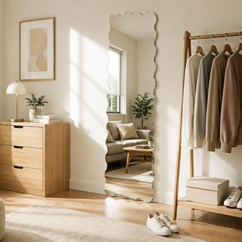 Leinuosen Full Length Acrylic Wall Mirror,Self Adhesive, 40" x 10", Scallop - Image 6