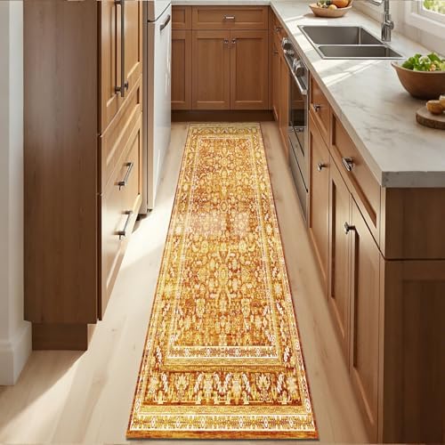 OPPODREAM Vintage Orange Area Rugs 2x10, Washable Rug for Living Room by OPPODREAM