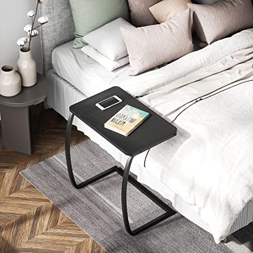 SRIWATANA Black C Shaped Side Table, Vintage End Table for Sofa Couch Bed - Image 4