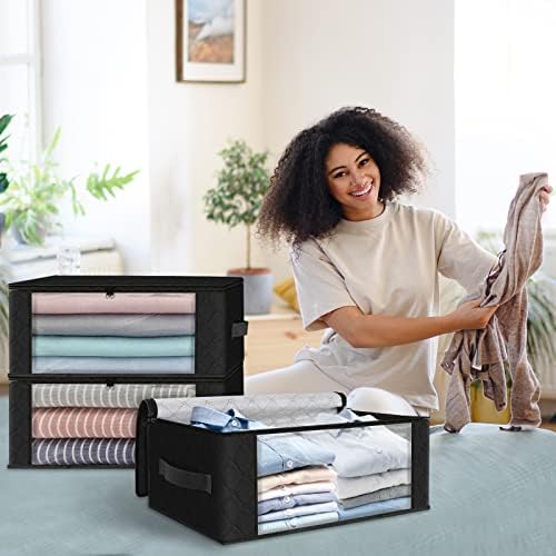 HomeHacks 10-Pack Clothes Organizer Storage Bags, 35L Storage Bins, Black - Image 6