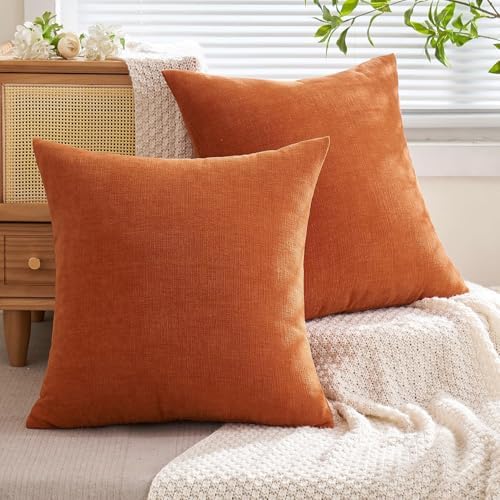 MIULEE Fall Orange Chenille Couch Throw Pillow Covers, 16x16 - Image 4
