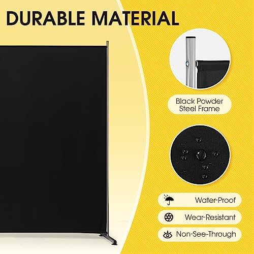 Rantila 2 Large Panels Room Divider,Portable Office Divider,Convenient Movable,Folding Partition Privacy Screen for Bedroom,Dining Room, Study,142" W x 71" H,Black - Image 7