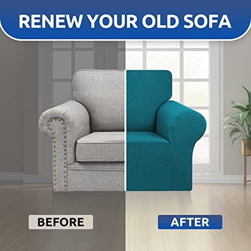 KEKUOU Stretch Chair Sofa Slipcover, Single Couch Cover,Peacock Blue - Image 6