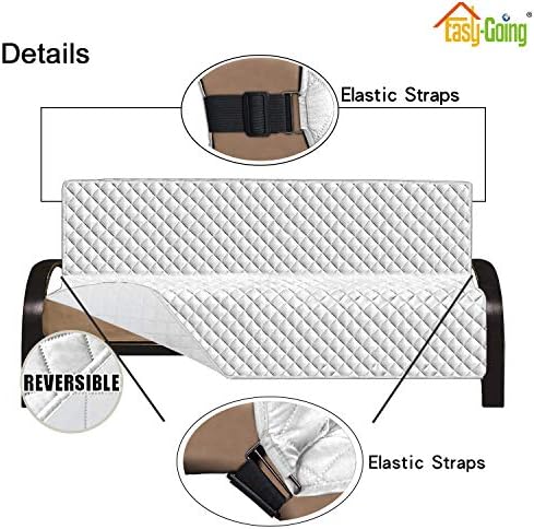 Easy-Going Reversible Couch Cover, Large Futon Sofa, White/White - Image 4