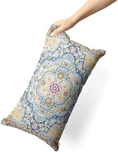 Snycler Boho Throw Pillow Covers 12x20 inch Set of 2 Burnt Blue Yellow Terracotta Rust Colored Throw Pillows Boho Home Decor for Bedroom Living Room Couch & Sofa (No Inserts) - Image 3