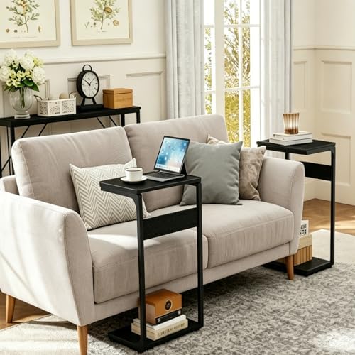 Wooden Pedestal Dinner TV Tray Table for Eating Couch End Tables ET-YB-BKW1 - Image 3
