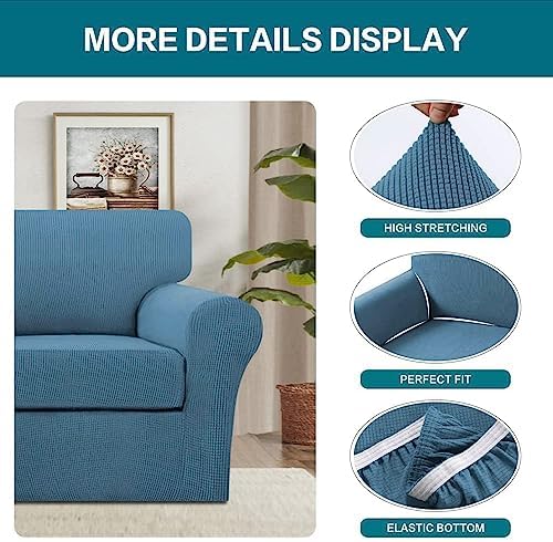 Turquoize 2 Piece Chair Covers Chair Slipcovers for Living Room Armchair Couch Cover Chair Sofa Cover with Individual Cushion Covers Furniture Cover for Chairs Feature Thick Fabric (Chair, Dusty Blue) - Image 4