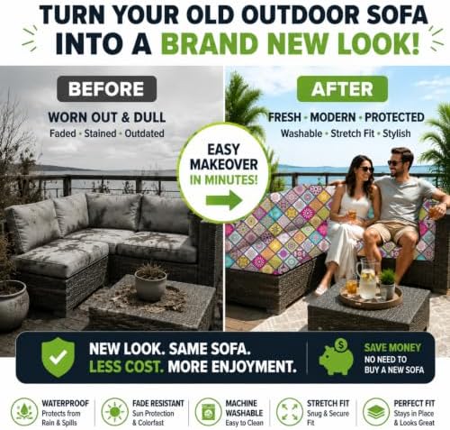 8 Pcs Outdoor Cushion Covers, Patio Sofa Cushion Covers Replacement - Image 3