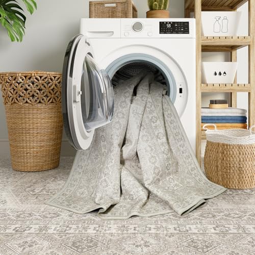 Ksrau 9x12 Area Rug Washable Vintage: Non Slip Living Room Large Rugs Beige - Image 7