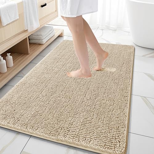 OLANLY Large Bathroom Rugs 59x35, Extra Soft Absorbent Chenille Bath Rugs by OLANLY