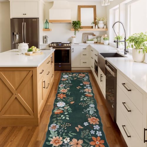 Lahome Floral Washable Runner Rug, 2'6''x8' Soft Hallway Runner Non Slip by Lahome